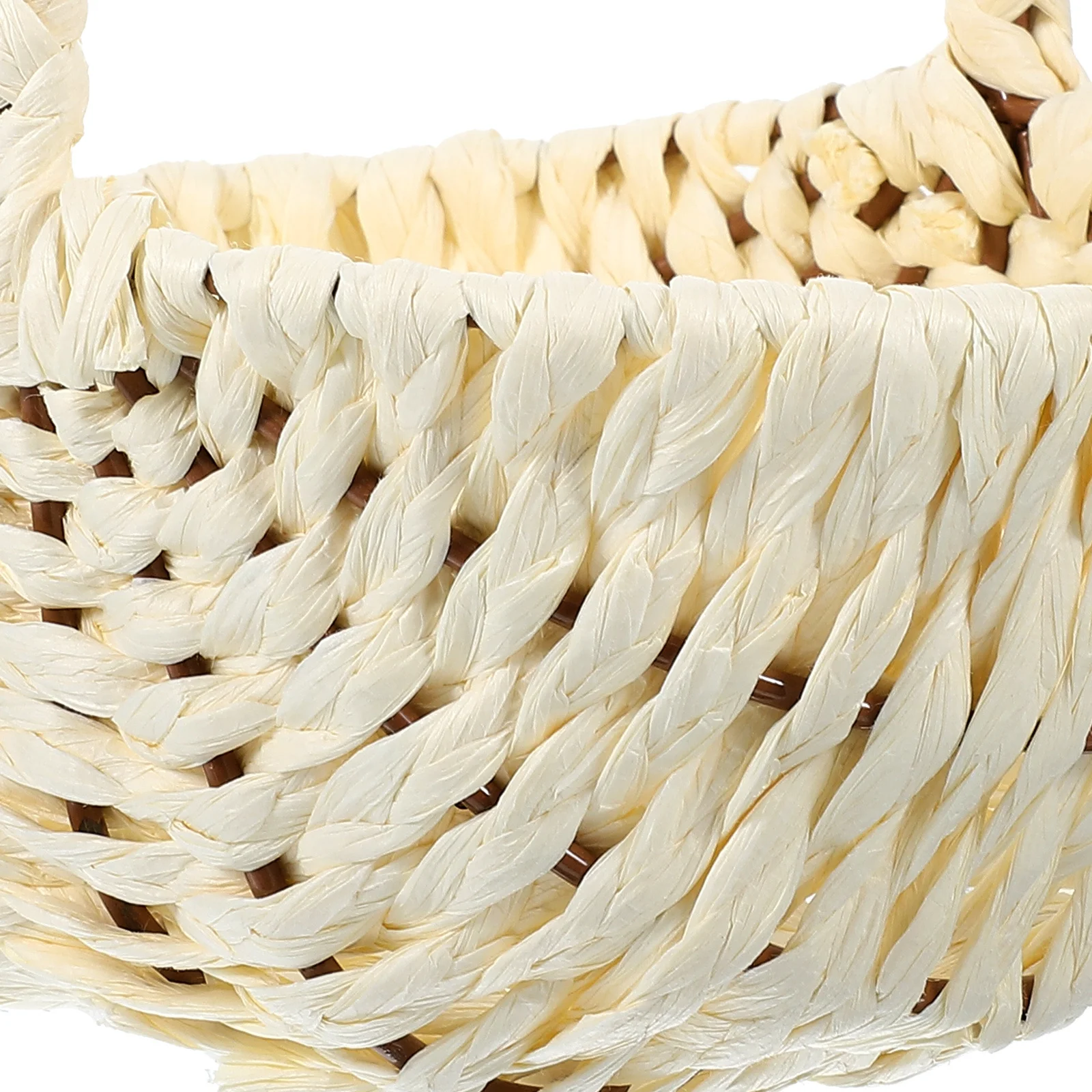 

3Pcs Picnic Basket Handwoven Paper Storage Basket Handle Fruit Holder Container Kitchen Storage Organizer Hand-Woven Handle Bag