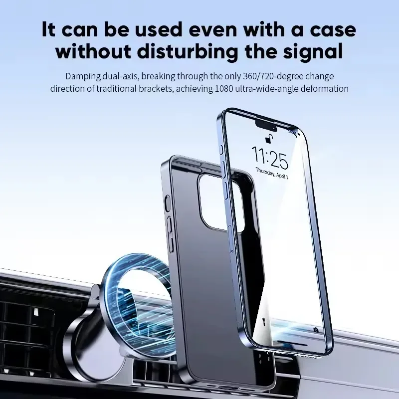 Складной магнитный автомобильный держатель для мобильного телефона MagSafe 360° °   Регулируемая магнитная подставка для автомобильного крепления для iPhone 16, Huawei Xiaomi в автомобиле