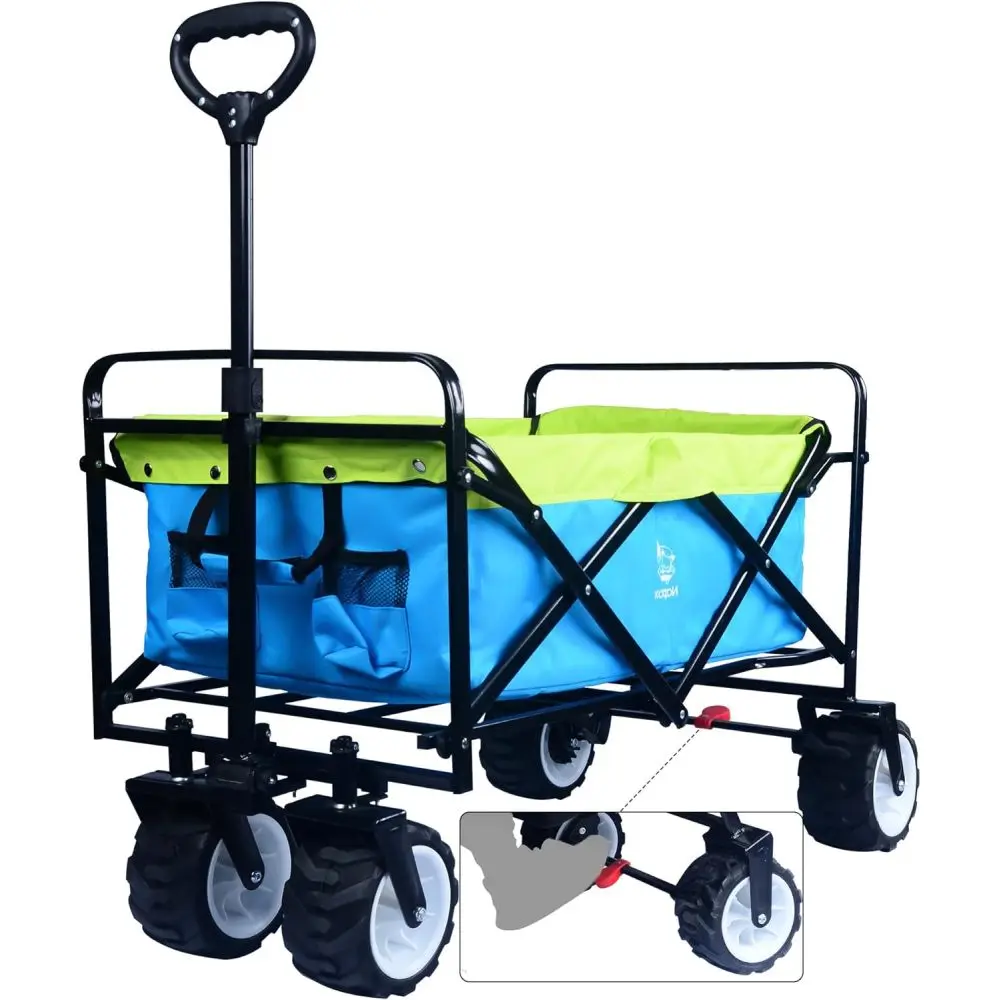 Collapsible Heavy Duty Beach Wagon Cart Outdoor Folding Utility Camping Garden Beach Cart with Universal Wheels Adjustable