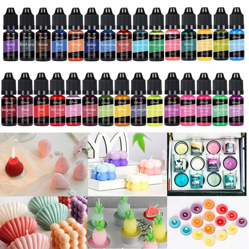 30 Colors Candle Dyes Pigment Aromatherapy Liquid Colorant Pigment DIY Candle Mold Soap Coloring Handmade Crafts Resin Pigment