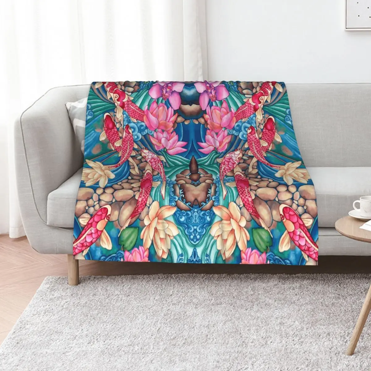 

Koi Pond Throw Blanket wednesday Luxury Brand valentine gift ideas warm for winter Blankets