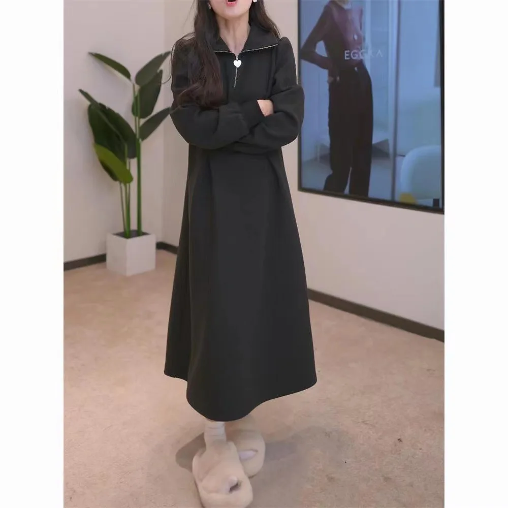 Kleider Damenkleid für Mädchen, Herbst, Samt, Patchwork, bestickt, Stehkragen, Bund, langärmelig, künstlerisch, exquisiter Empfang