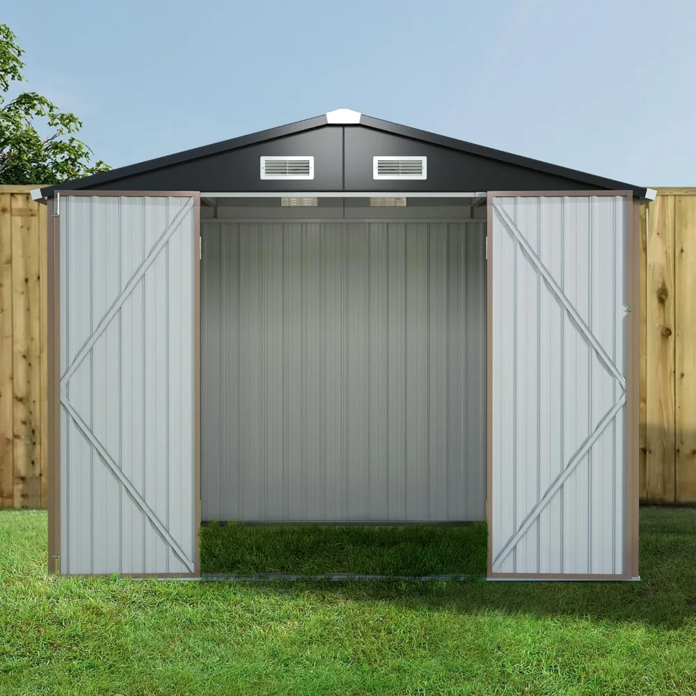 

5.6’x8’Outdoor Storage Shed, Metal Shed for Bike, Tool Storage Shed, Outside Lawn Mower Storage Sheds & Outdoor withDoor