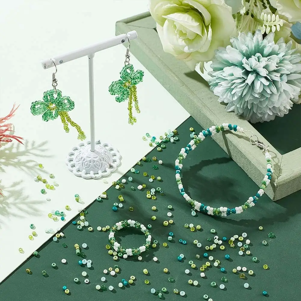 9000pcs 2mm Green Seed Beads, 12/0 Glass Round Mini Spacer Beads for Earrings, Bracelets, Necklaces, Eyeglass Chain DIY Crafts image 5