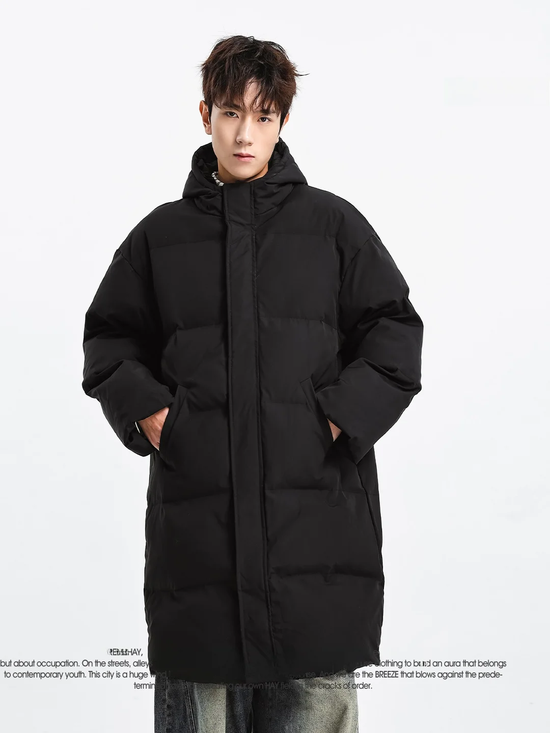 

Модная утепленная хлопковая куртка средней длины с капюшоном для мужчин, зимняя теплая свободная верхняя одежда, защита от холода, молодежная повседневная модель CleanFit