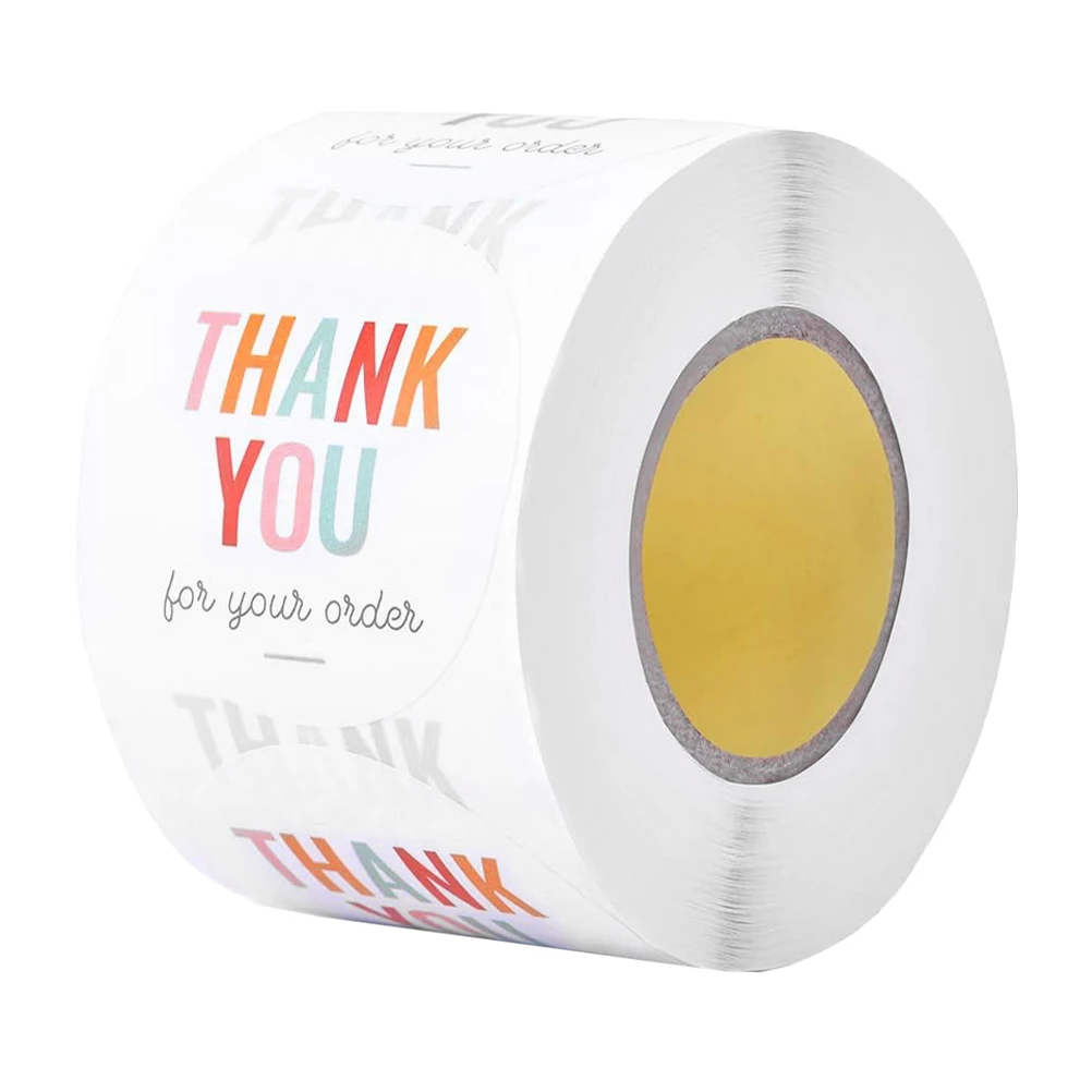 

1pcs 2 5cm Round Colorful Thank You Stickers Roll Self Adhesive Decorative Gift Sealing Labels For Party Wedding Candy Bag Tag