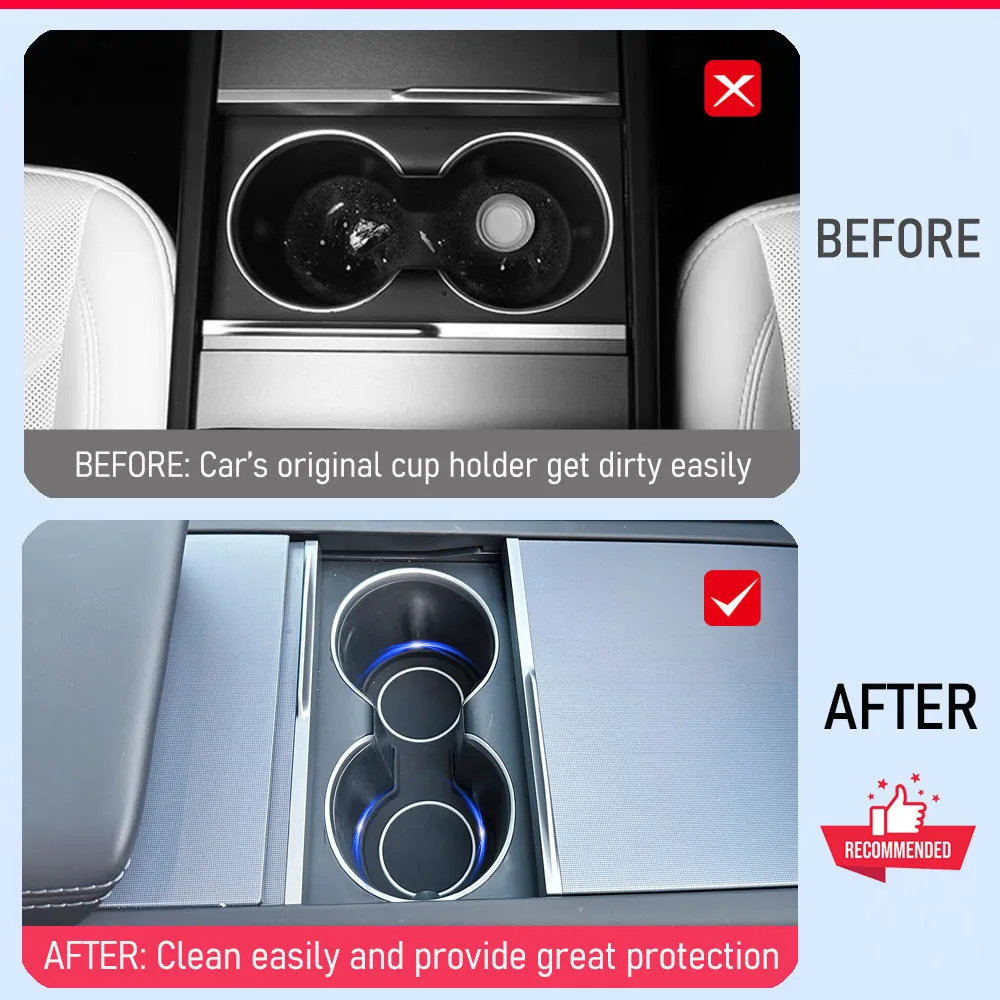 حامل الكأس إدراج ل تسلا نموذج Y العرعر نموذج 3 2025 2026 اكسسوارات مركز وحدة التحكم صندوق تخزين الحصير كأس كوستر الوسادة الكسوة #3