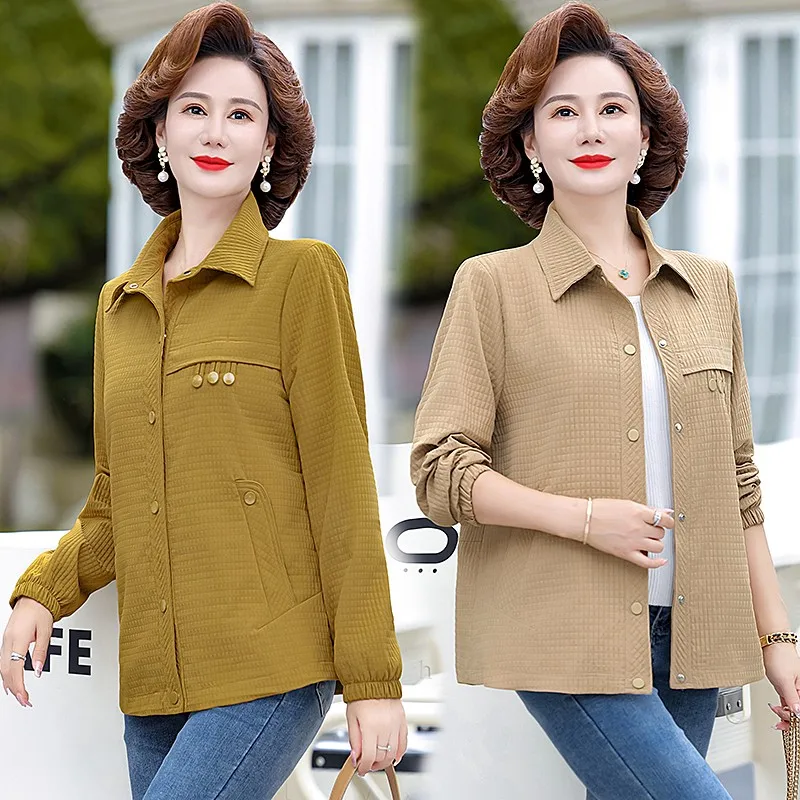 Fashion Spring Autumn Casual Coats Female Long Sleeve All-match shirt collar Single-breasted Jackets Women's Clothing