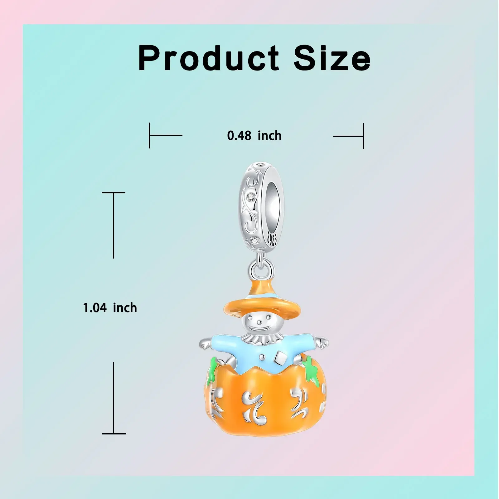 925 Sterling Silber Herz Zirkon Vogelscheuche Kürbis Charms Anhänger Passend für Original Armbänder Damen DIY Schmuck Halloween Party Geschenk – Detail 6