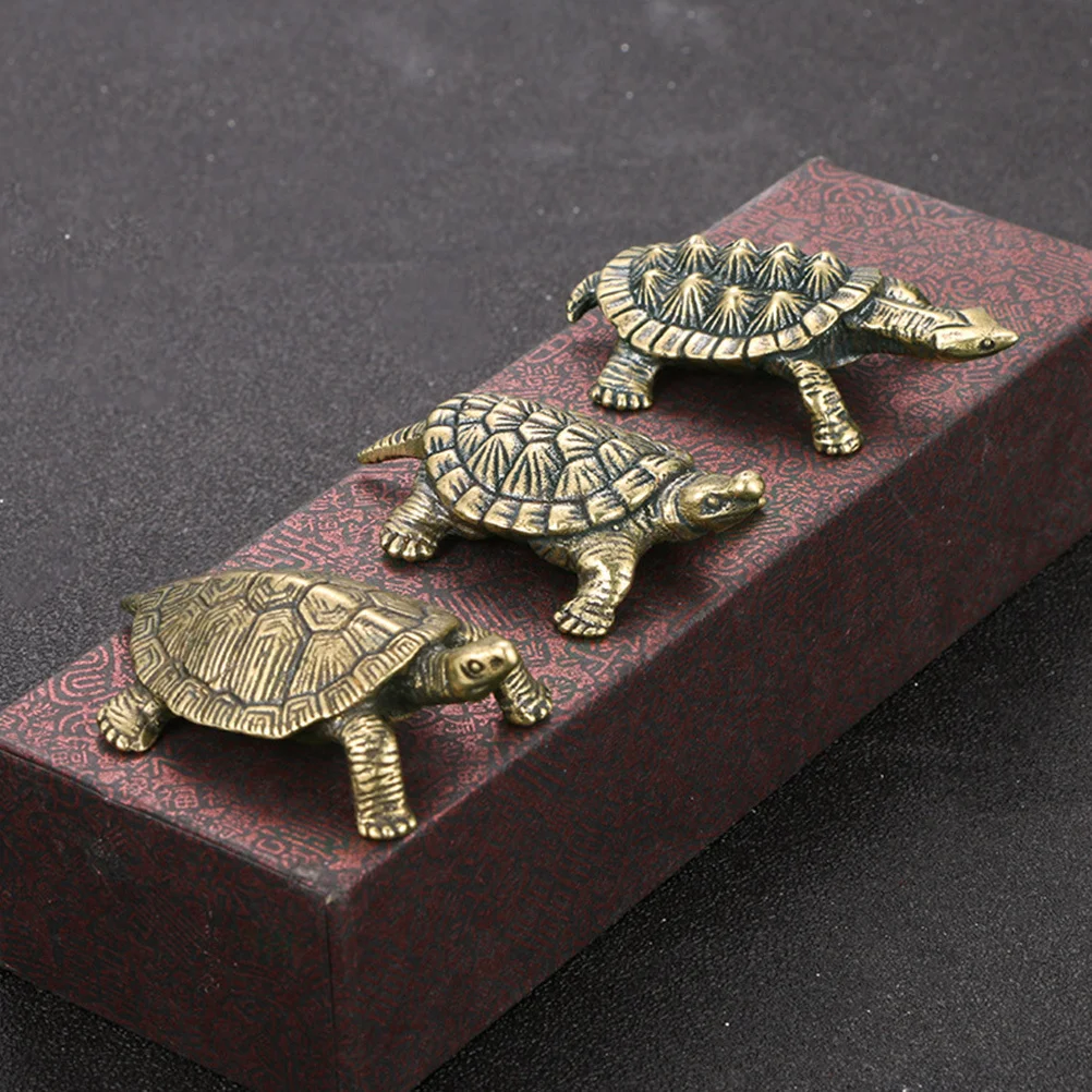 

3pcs Retro Tortoise Mini Turtle Brass Craft Home Decor Desktop Ornament Vintage Style Turtle Statue For Indoor Outdoor