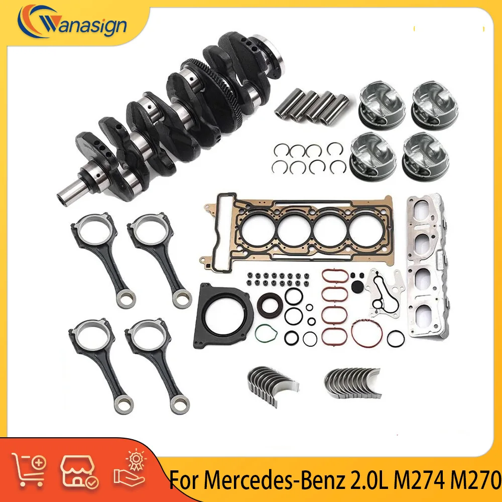 Engine Part Full Gasket Crankshaft Piston Connecting Rod Main Bearings Set Fit 2.0 L L4 Gas M270 M274 For Mercedes-Benz C250 2.0