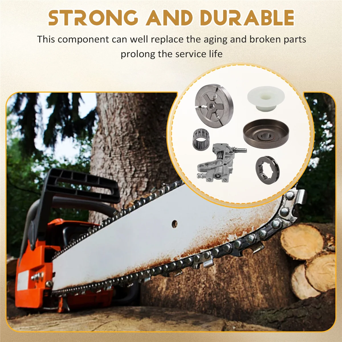 

NEW Clutch Sprocket Rim Drum for Chinese 4500 5200 5800 45Cc 52Cc 58Cc Oil Pump Worm Gear Bearing Kit Chainsaw