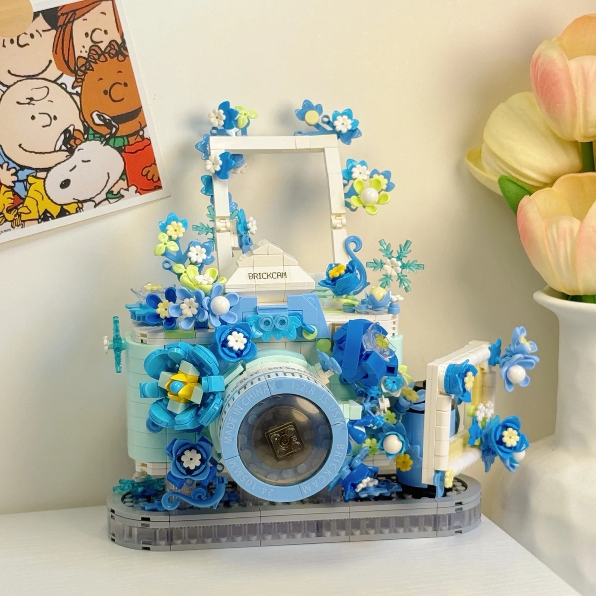 

Adult Version Flower Sea Camera Building Blos Toy Eternal Flower Bouquet New Year Gift Small Particle Assembly Fem Series