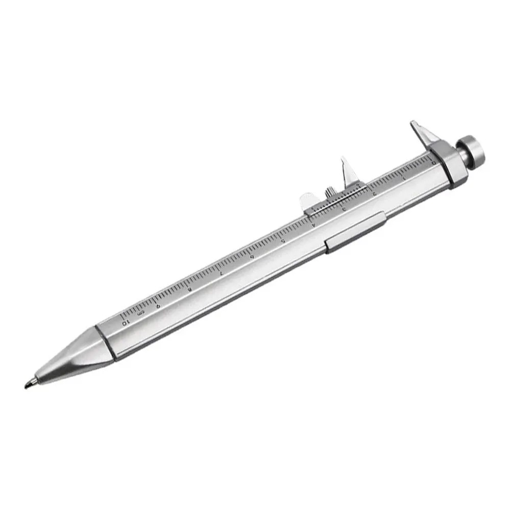Vernier Caliper Pen 15cm Plastic Silver Dual Purpose Measuring Instrument and Ballpoint Pen for Learning Projects