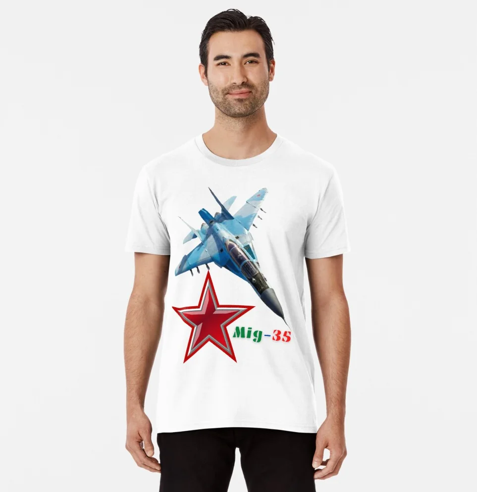 Russia MiG-35 Fulcrum-F Multirole Fighter T Shirt. New 100% Cotton Short Sleeve O-Neck Casual T-shirts Loose Top Size S-3XL