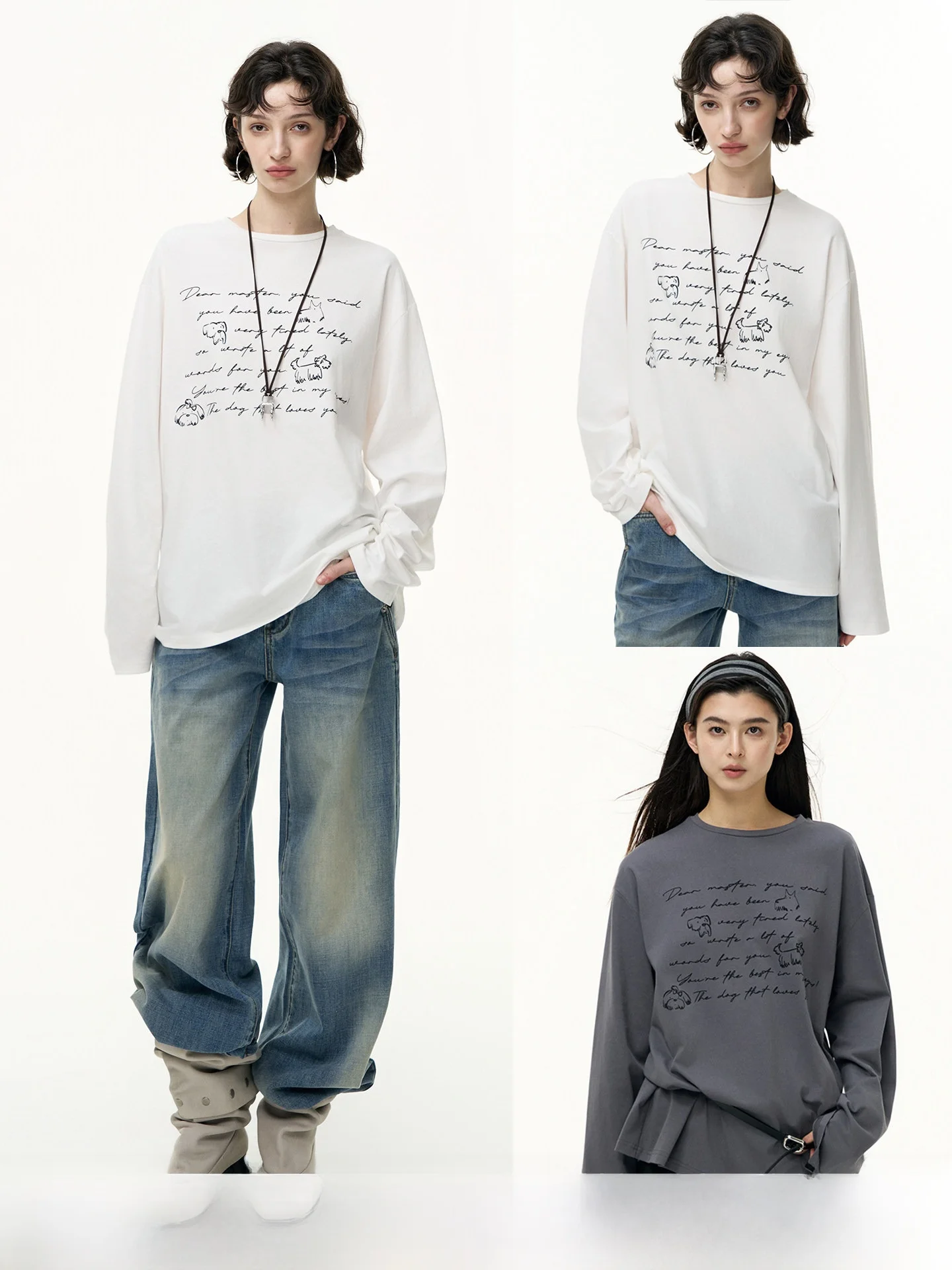 

Pure Cotton Long Sve T-irt Women's Slim Fit Waist Cinched Print Casual Sle Autumn New Arrival Ci Walk Daily Wear