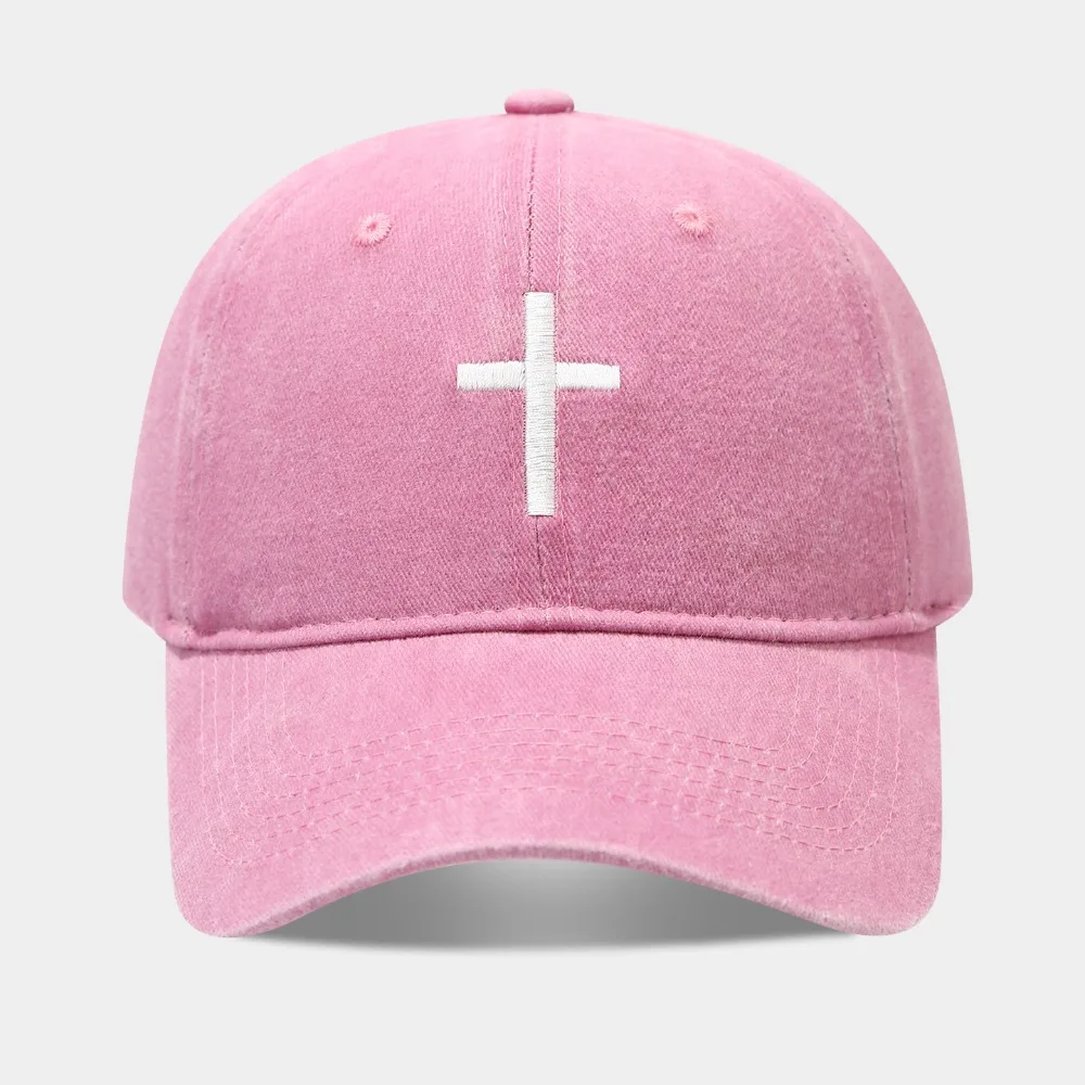 

Fashion Embroidered Cross Baseball Cap Breathable Sunscreen Peaked Cap Adjustable Casual Sun Hat Outdoor