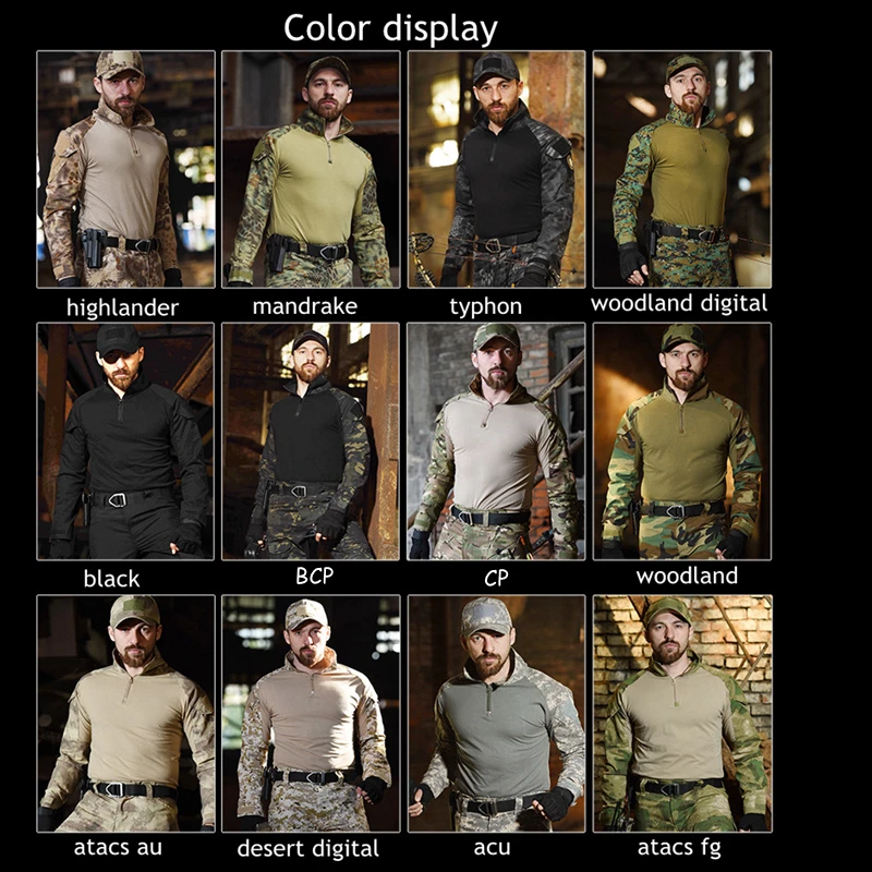 Uniform Men Women Outdoor Airsoft Paintball Clothing Tactical Camouflage Shirts Cargo Pants with Elbow / Knee Pads view 5