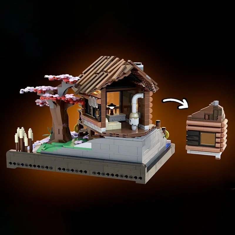 1587 pièces MOC Maison de cabane en bord de lac Whispering Pines, modèle iconique, cadeau de Noël, blocs de construction, architecture, idée de jouet DIY, briques pour enfants