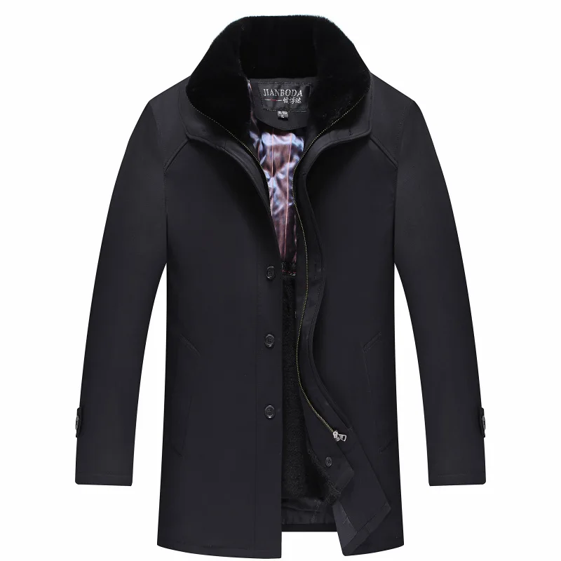 

Thiened Fce Winter Jaet for Middle-Aged And ly Men Removable Mid-Length Cotton Coat Warm Sli Coat