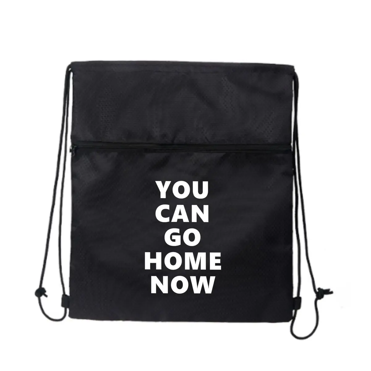

«You Can Go Home Now» — черный дорожный рюкзак с минималистичным текстом и застежкой-молнией, легкий вес для поездок