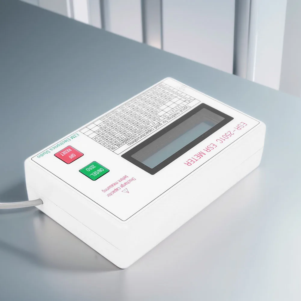 ESR Capacitor Tester Test In Circuit Capacitance Meter W/ Test Leads Clip Battery LCD Display ESR Meter Smart Shutdown