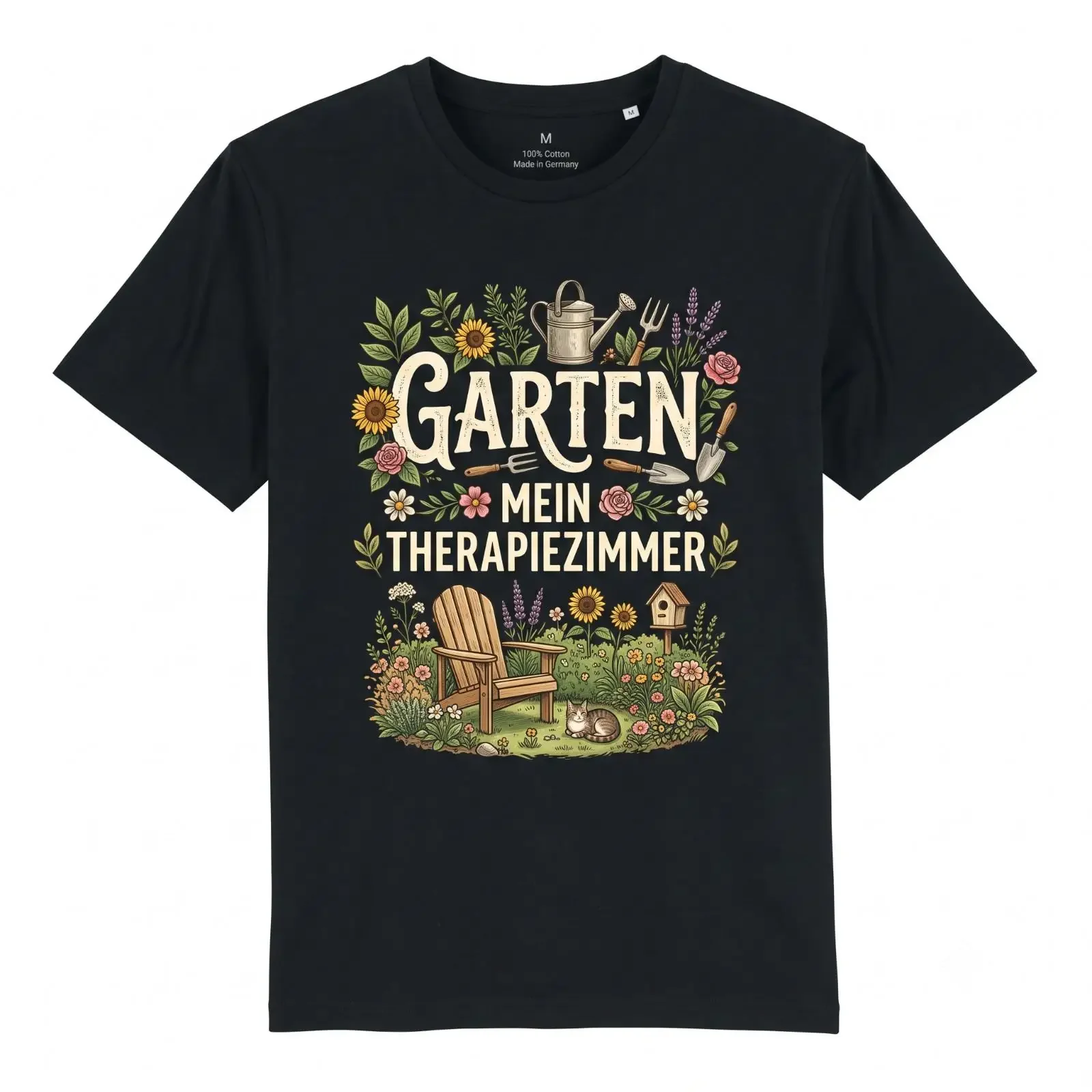 Herren T Shirt Garten Mein Therapiezimmer Lustiger Spruch Geschenk vintage Washed Slightly Stretched Soft homme Stylish