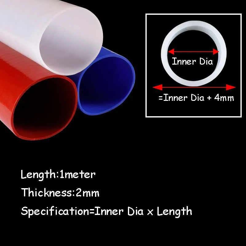 2mm Thin Wall Silicone Flexible Hose Large-Diameter 20mm-1000mm Rubber Soft Tubes 1meter Length Micro-elastic sleeving Tubing