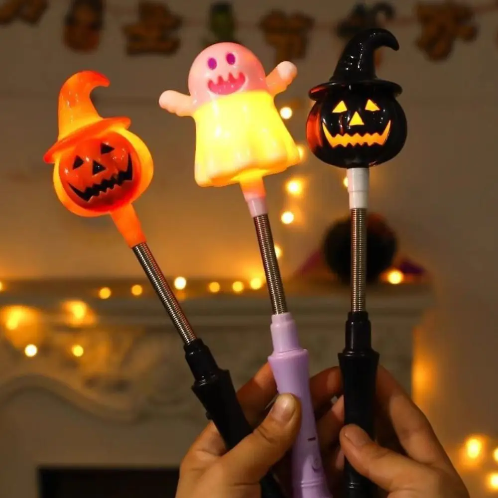 Flashing Sticks Halloween Pumpkin Lantern LED Luminous Spring Glitter Stick Cosplay Funny Pumpkin Ghost Hand Lantern Adults Kids