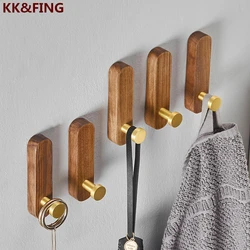 KK&FING New Black Walnut Coat Hooks Wall Hanging Bathroom Hooks For Towel And Coat Wooden Hooks Decorative Wall Hanger Hooks