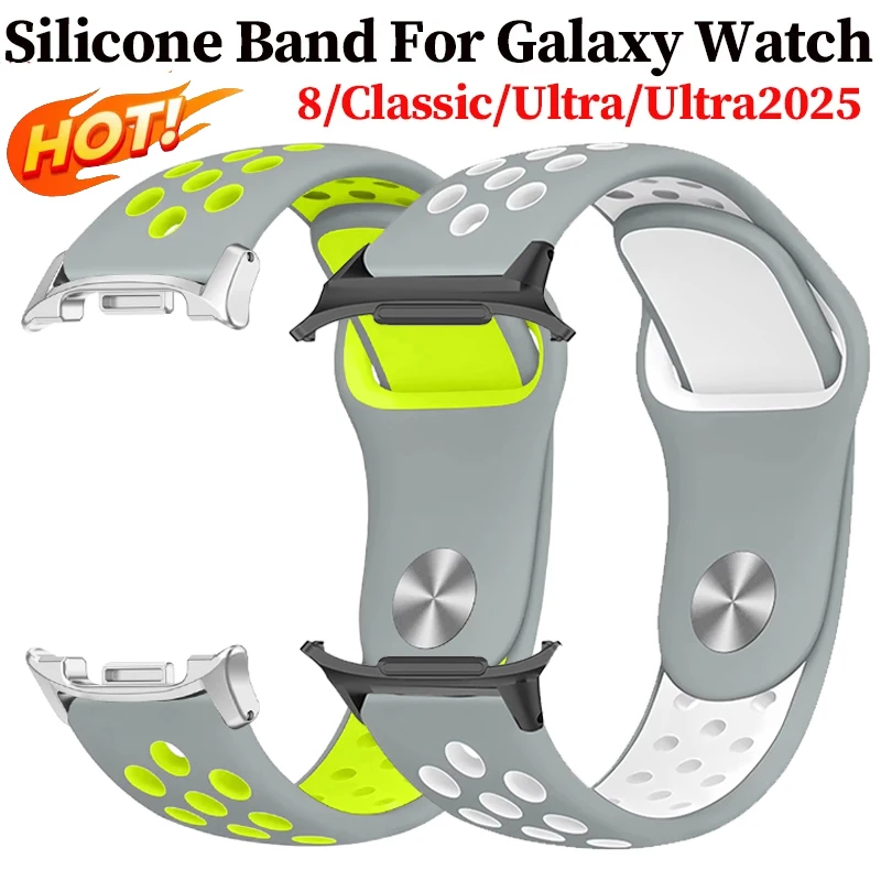 Untuk Samsung Galaxy Watch 8 40Mm 44 8 Tali Klasik Sabuk Bernapas Silikon Olahraga Korea Gelang untuk Galaxy Watch Tali Ultra
