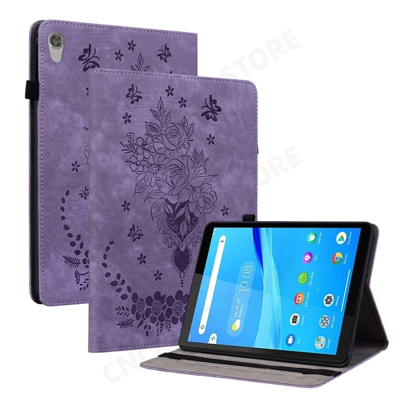 Flowers Embossed Funda with Soft TPU Back Shell For Lenovo Tab M8 FHD Case Flip Book Cover For Lenovo TB-8705F TB-8705L