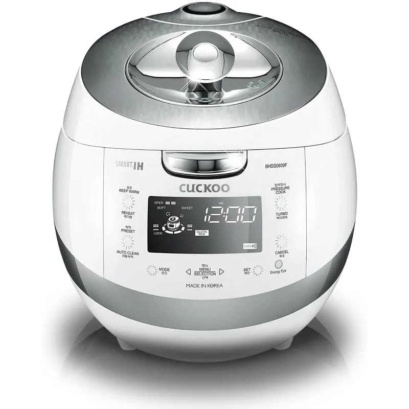 6-Cup (Uncooked)/12-Cup (Cooked) Induction Heating Pressure Rice Cooker with Nonstick Inner Pot,16 Menu Modes,Auto Clean (White)