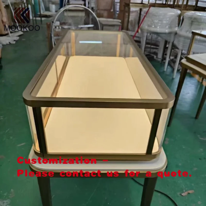 

Светодиодное освещение custom.MOOKOO: регулируемые современные витрины из нержавеющей стали, стекла и железа для розничных магазинов, ювелирных изделий и торговых точек.