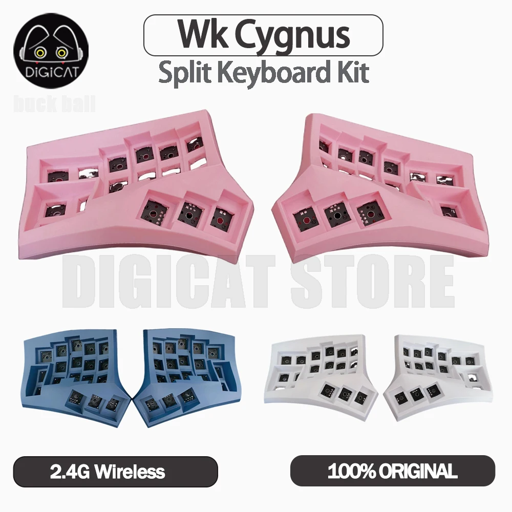 Wk Cygnus Curved Split Keyboard Kit 3x6/3x5 Configuration 2.4G Wireless Keyboard Kit Hot Swap Vial Change Key Custom For Design