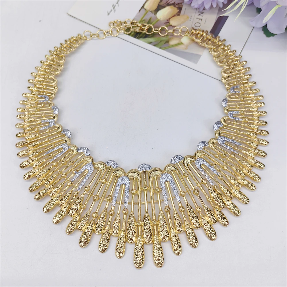 Luxury Gold Plated Necklace Earrings Bracelet Ring Set Women 18k Gold Plated Dubai Jewelry Set For Exquisite Gifts