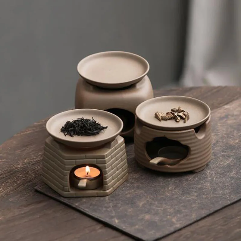 Coarse Pottery Aroamtheraphy Burner Indoor Essential Oil Furnance Candle Holder Tea Stove Fragrance Item Home Decoration
