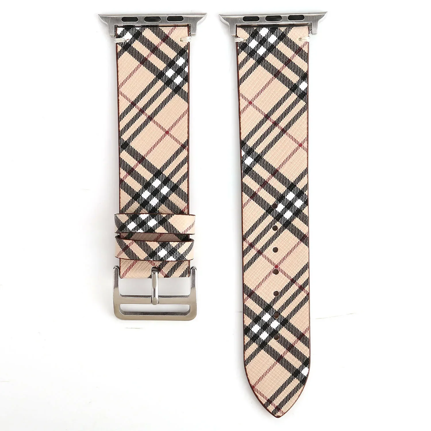 Suitable for Apple Watch strap Apple Watch 7-1 Fashion plaid leather strap iwatch7 leather strap