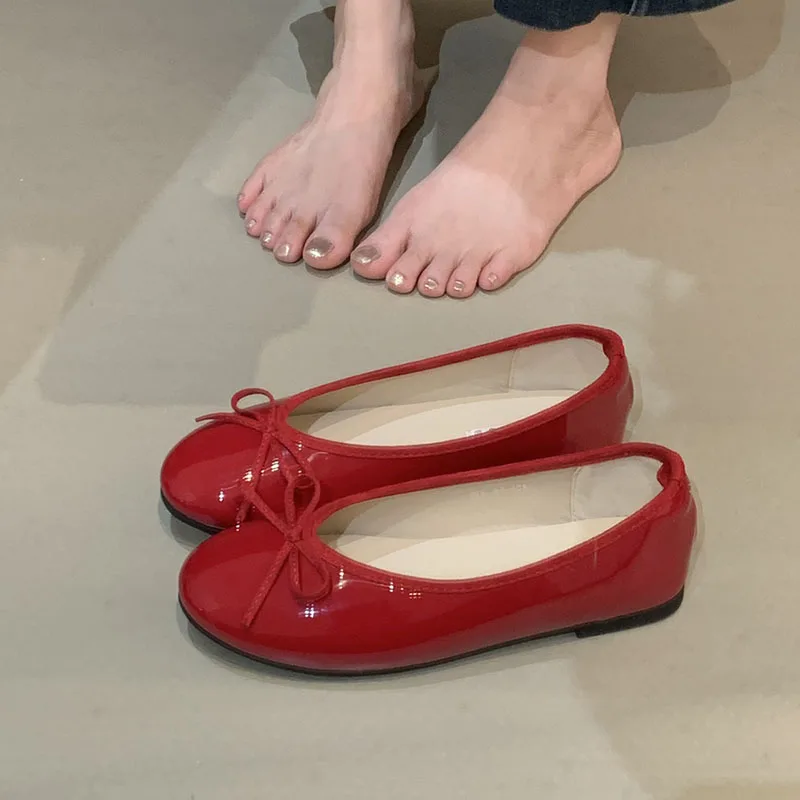 Frühling Herbst Damen Flache Schuhe Ballerinas Schmetterlingsknoten Weiche Modische Runde Zehenpartie Damenschuhe Neu – Detail 9