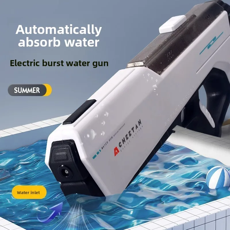 Pearl White Electric Water Gun-Auto-Suction,Rechargeable Lithium Battery!Large Capacity,Fast Charge,Summer Battle Toy for Kids!.