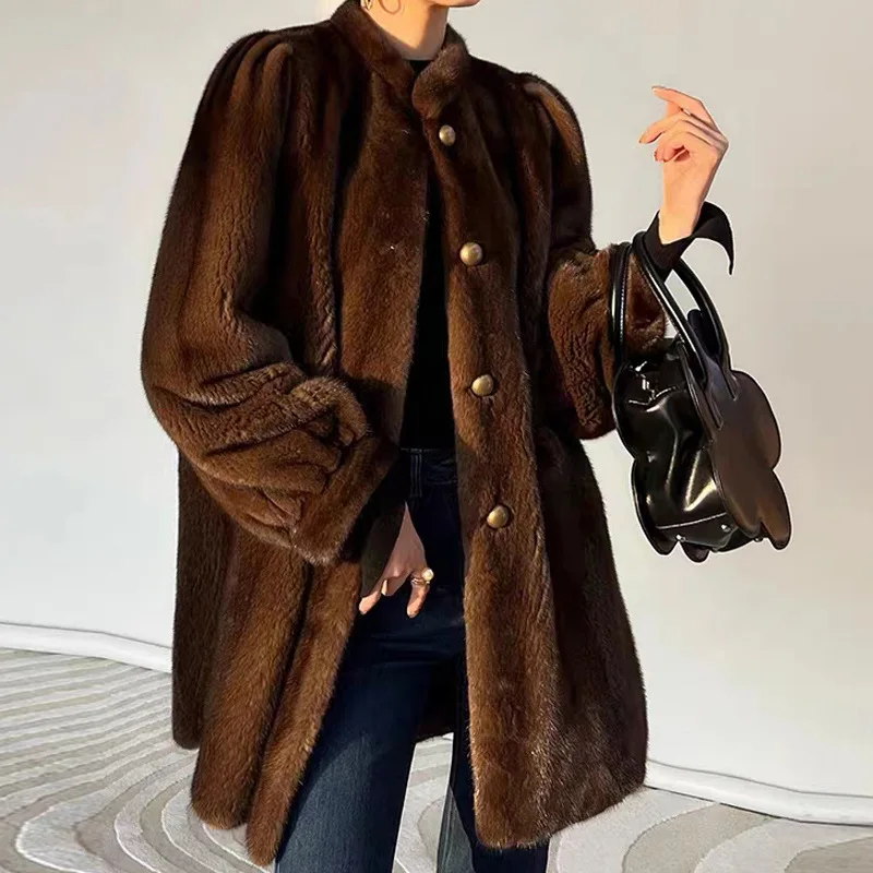 Milieubescherming Nertsenbont Dames Lange Dikke Warme Nertsenjas Damesjas