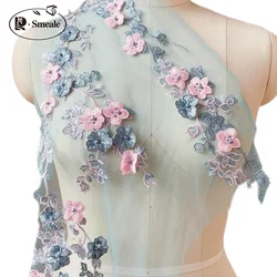 Beaded Lace Flowers Veil Evening Dress Decoration, 3D Plum Blossom Applique, 5 Color, RS4104, 2Pcs, 1Pair