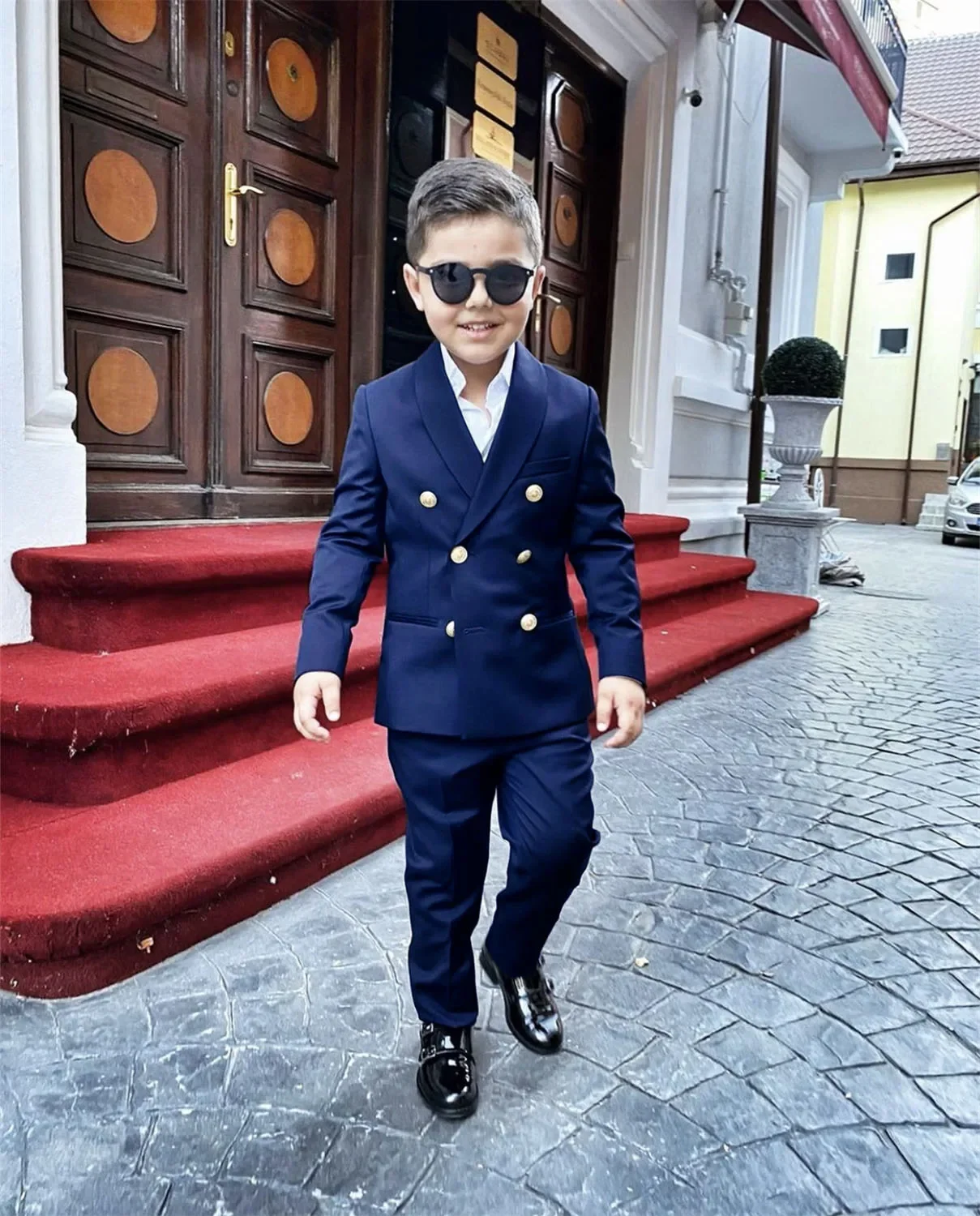 Suit For Boys Wedding Tuxedo 2 Piece Double Breasted Blazer Pants Suit Shawl Lapel Formal Jacket Customized 3-16 years old