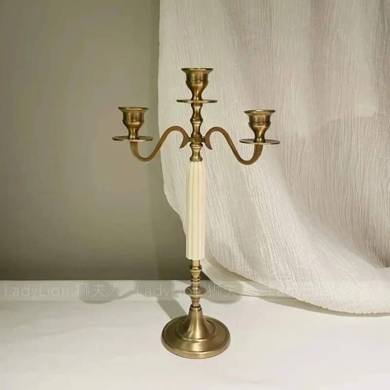 Lady Lion imported French retro brass candlestick ornament model room living room coffee table soft decoration