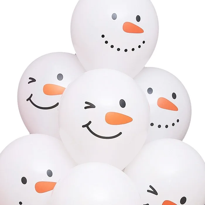 10/20/30Pcs Snowman Balloons Expression White Snowman Latex Balloons for Christmas Deccoration Winter Snow Themed Birthday Decor