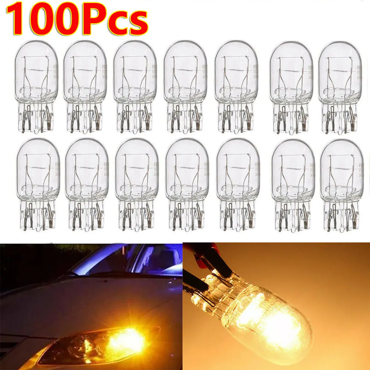 

100Pc T20 7443 7440 Signal Lights Bulbs W21/5W Clear Glass DRL Daytime Running Lights Turn Stop Signal Car Auto Brake Tail Light