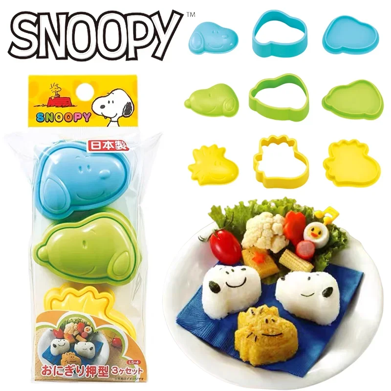 3pcs Snoopy Woodstock Sushi Onigiri Rice Mold Cartoon DIY Kids Creativity Lunch Cute Food Decoration Kitchen Tools Accessories