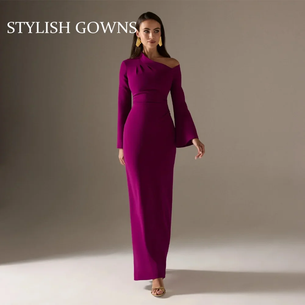 

Customized Purple Evening Dresses One Shoulder Fashion Wedding Prom Dress Exquisite High Quality Formal Party Gown فستان وردي