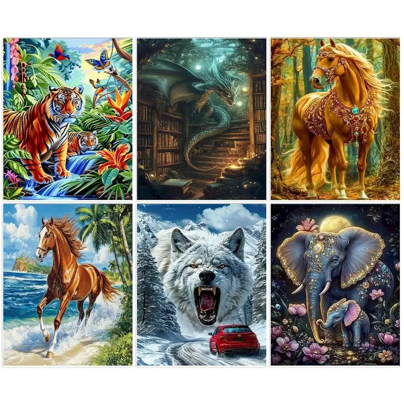 

SDOYUNO 5D Diamond Painting Cross Stitch Rhinestone Picture Animal Full Square Diamond Embroidery Mosaic Art Home Decor