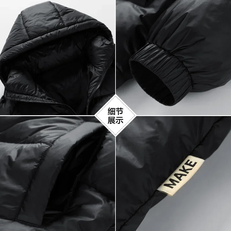 Winter Warmer Down Jackets Men Hooded Windproof Down Coat White Duck Down Jacket Black Grey Casual Loose Outdoor Outerwear New